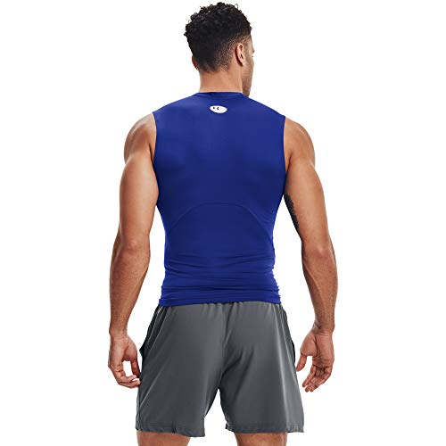 Under Armour Men's Armour HeatGear Compression Sleeveless T-Shirt, Royal Blue (400)/White, Medium