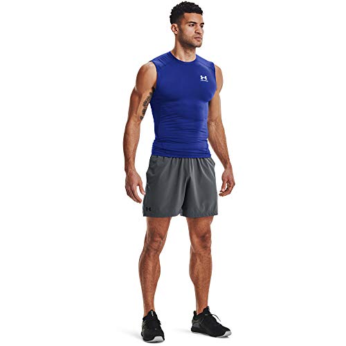 Under Armour Men's Armour HeatGear Compression Sleeveless T-Shirt, Royal Blue (400)/White, Medium