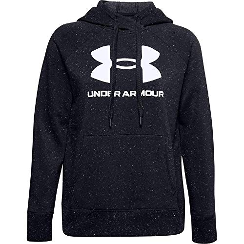Under Armour Rival - Sudadera con Capucha para Mujer, Not Applicable, Rival - Sudadera con Capucha y Logotipo, Mujer, Color Negro / Blanco / Blanco (002), tamaño Extra-Small