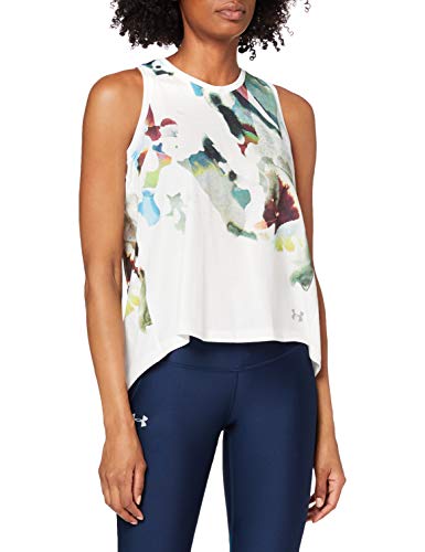 Under Armour Run Tie Back Tanque, Mujer, Blanco, XS