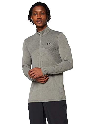 Under Armour Seamless 1/2 Zip Camisa de Manga Larga, Hombre, Verde, LG