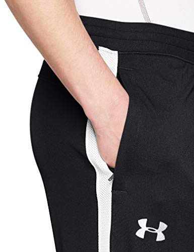 Under Armour Sportstyle Pique Pantalón deportivo para hombre, pantalón largo transpirable, pantalones con bolsillos cómodos y ajustados, Black/White (001), SM