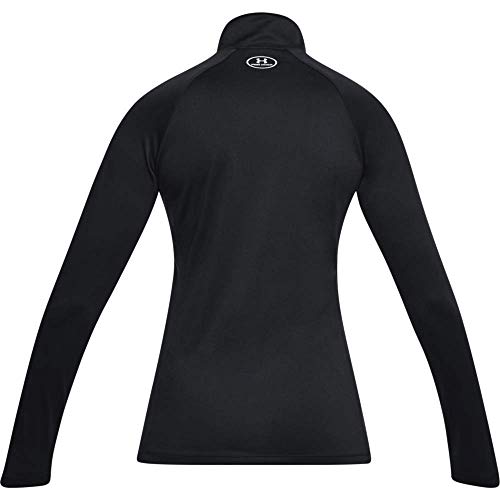 Under Armour Tech 1/2 Zip-Solid Deporte De Manga Larga, Camiseta para Mujer, Black/Black/Metallic Silver (001), M