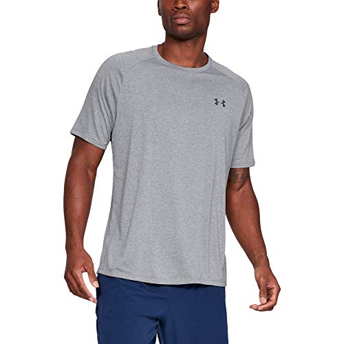 Under Armour Tech 2.0 Shortsleeve, Camiseta Hombre, Gris (Steel Light Heather / Black) , 2XL