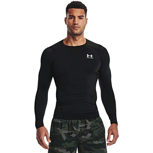 Under Armour UA HG Armour Comp LS, camiseta de manga larga hombre, Negro (Black / White) , L