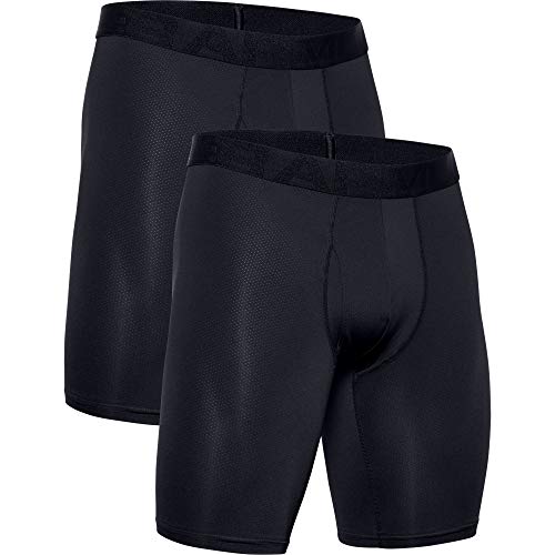 Under Armour UA Tech Mesh 9in 2 Pack, calzoncillos para hombre hombre, Negro (Black / Black) , L