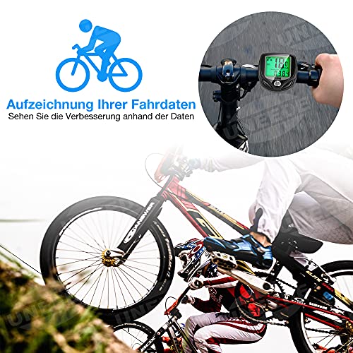 UNEEDE Bicicleta de Código de Tabla, 16 Características potentes Impermeable Computadora de Velocímetro Bicicleta con Pantalla LCD de Retroiluminación para Ciclismo Speed Track Distancia