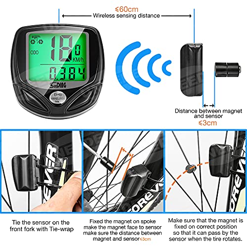 UNEEDE Bicicleta de Código de Tabla, 16 Características potentes Impermeable Computadora de Velocímetro Bicicleta con Pantalla LCD de Retroiluminación para Ciclismo Speed Track Distancia