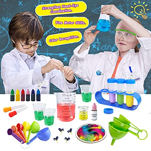 UNGLINGA Chemistry Laboratory 30 Juego de experimentos científicos Juguetes educativos Regalo con Bata de Laboratorio para niños de 5 a 11 años Niños Niñas Disfraces Juego de Roles Aprendizaje