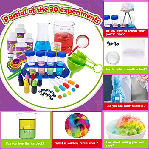 UNGLINGA Chemistry Laboratory 30 Juego de experimentos científicos Juguetes educativos Regalo con Bata de Laboratorio para niños de 5 a 11 años Niños Niñas Disfraces Juego de Roles Aprendizaje