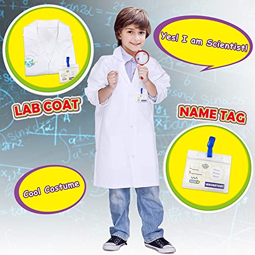 UNGLINGA Chemistry Laboratory 30 Juego de experimentos científicos Juguetes educativos Regalo con Bata de Laboratorio para niños de 5 a 11 años Niños Niñas Disfraces Juego de Roles Aprendizaje