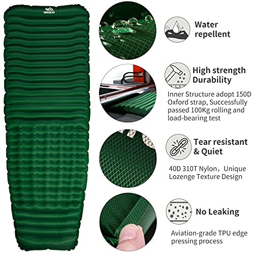 Unigear Esterillas Camping, Camfy P3 Espesor de 7.6cm, Conchón Inflabe Aislar del Frío y la Humedad Valor R 2, Comfortable Colconeta Hinchable para Camping