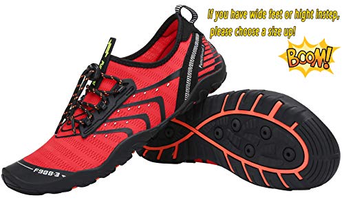 Unisex Zapatos de Agua Deportes Acuáticos Calzado de Natación Escarpines Hombre Mujer para Buceo Snorkel Surf Piscina Playa Vela Mar Río Aqua Cycling, Rojo 43