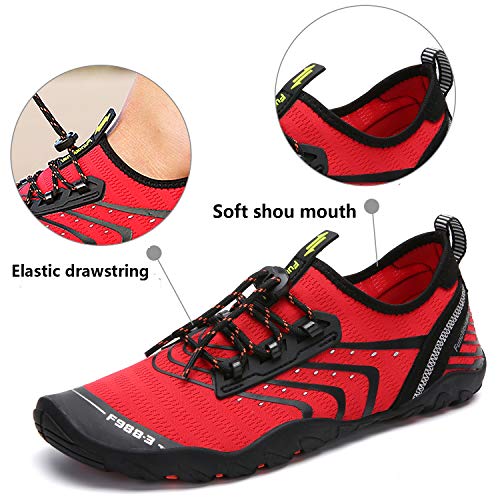 Unisex Zapatos de Agua Deportes Acuáticos Calzado de Natación Escarpines Hombre Mujer para Buceo Snorkel Surf Piscina Playa Vela Mar Río Aqua Cycling, Rojo 43