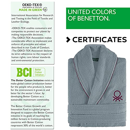 UNITED COLORS OF BENETTON. Albornoz L/XL 360GSM 100% ALGODÓN (Gris)