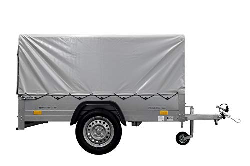 UNITRAILER Remolque basculante de Carga Ligero Garden Trailer 200 Kipp 200x106 750 KG con toldo y Rueda Jokey