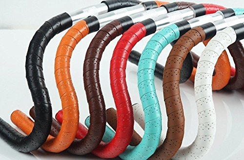 UPANBIKE Cinta de Manillar de Bicicleta con estomas Lujo Piel sintética Wraps para Bicicleta de Carretera Fixed Gear Bike (2pcs/Set), Rojo