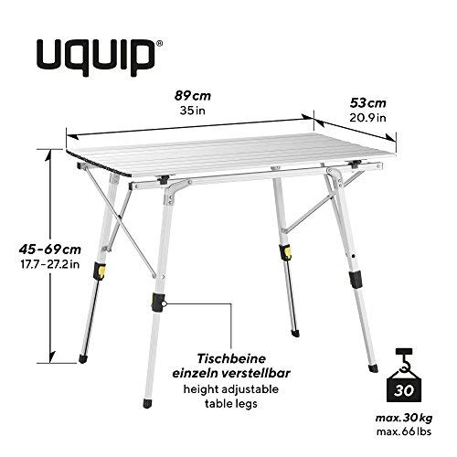 Uquip Bloody, Conjunto de Mesa Aluminio y 2 sillas Plegables, Muebles portátiles para Camping