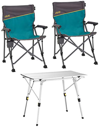 Uquip Bloody, Conjunto de Mesa Aluminio y 2 sillas Plegables, Muebles portátiles para Camping