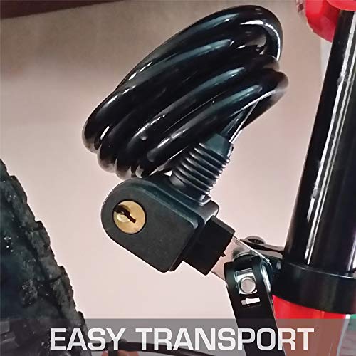 URBAN 450/P Candado, Resistente Cable Acero Trenzado Flexible, 150 cm, Soporte de Transporte. Ideal para Bicicleta, Patinete eléctrico, Casco y Multiuso, Negro