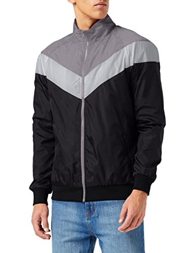 Urban Classics Arrow Zip Jacket Chaqueta, Multicolor (Blk/Darkgrey/Lightgrey 860), M para Hombre