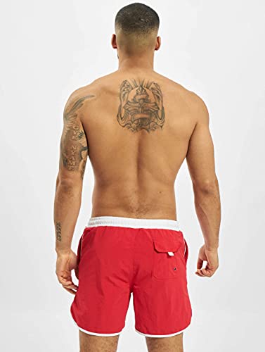 Urban Classics Bañador Retro Pantalones Cortos, Rojo, L para Hombre