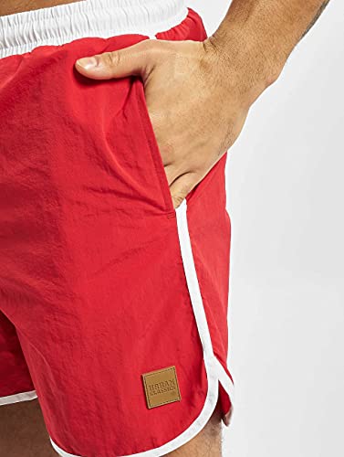 Urban Classics Bañador Retro Pantalones Cortos, Rojo, L para Hombre