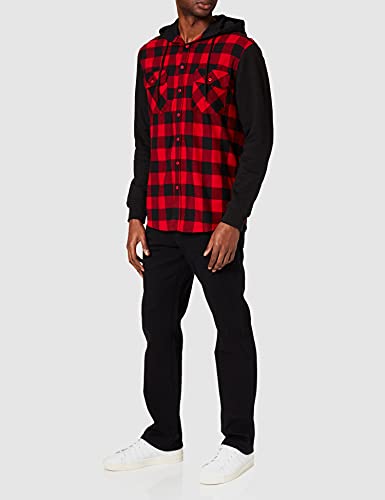 Urban Classics Hooded Checked Flanell Sweat Sleeve Shirt Sudadera, Multicolor (blk/Red/bl 283), M para Hombre