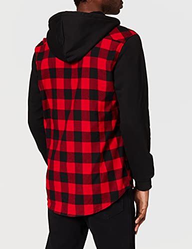 Urban Classics Hooded Checked Flanell Sweat Sleeve Shirt Sudadera, Multicolor (blk/Red/bl 283), M para Hombre