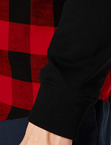 Urban Classics Hooded Checked Flanell Sweat Sleeve Shirt Sudadera, Multicolor (blk/Red/bl 283), M para Hombre