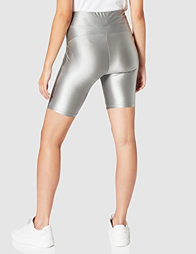 Urban Classics Ladies Highwaist Shiny Metallic Cycle Shorts Pantalones Cortos, darksilver, S para Hombre