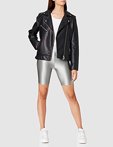 Urban Classics Ladies Highwaist Shiny Metallic Cycle Shorts Pantalones Cortos, darksilver, S para Hombre