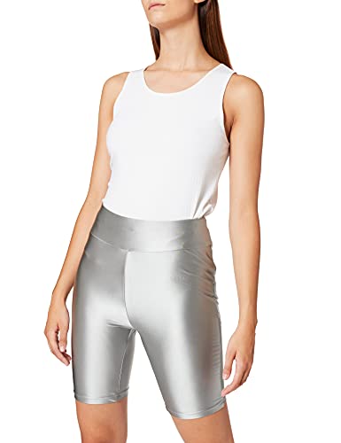 Urban Classics Ladies Highwaist Shiny Metallic Cycle Shorts Pantalones Cortos, darksilver, S para Hombre