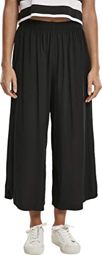 Urban Classics Ladies Wide Viscose Culotte Pantaln de Vestir, Negro, S para Mujer