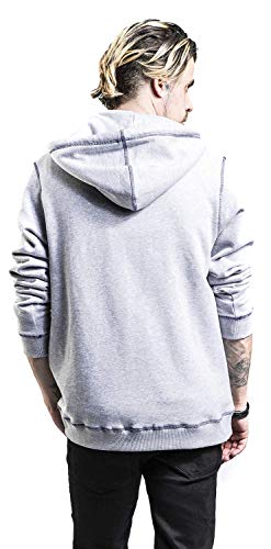 Urban Classics Organic Contrast Flatlock Stitched Zip Hoody Sudadera con Capucha, Gris Y Azul Oscuro, M para Hombre