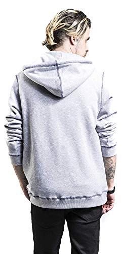 Urban Classics Organic Contrast Flatlock Stitched Zip Hoody Sudadera con Capucha, Gris Y Azul Oscuro, M para Hombre