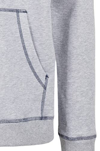 Urban Classics Organic Contrast Flatlock Stitched Zip Hoody Sudadera con Capucha, Gris Y Azul Oscuro, M para Hombre