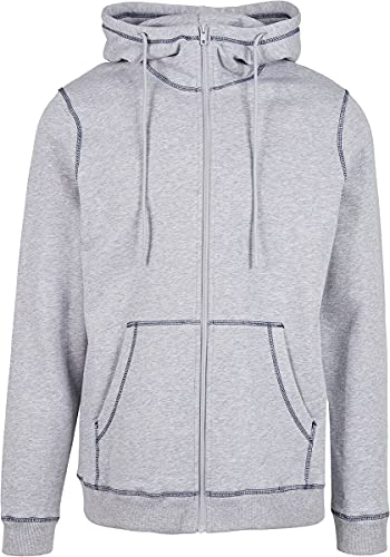 Urban Classics Organic Contrast Flatlock Stitched Zip Hoody Sudadera con Capucha, Gris Y Azul Oscuro, M para Hombre