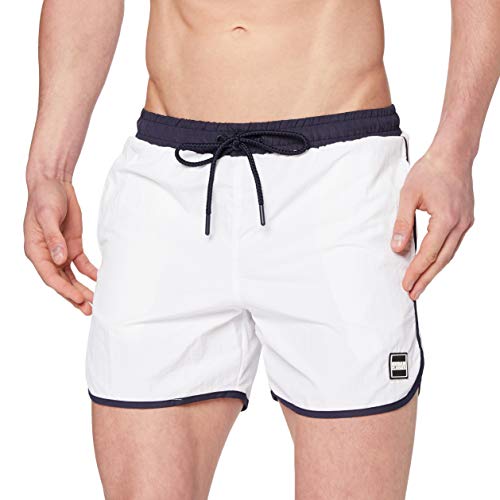 Urban Classics Retro Swimshorts Bañadores Ajustados para Hombre, White/Navy, S