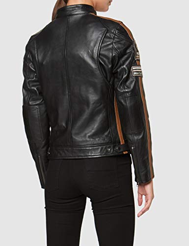 Urban GoCo 58 Leren Bikerjack - Chaqueta Moto Mujer de Cuero Urban Leather '58 LADIES', Chaqueta Cuero Mujer, Cazadora Moto de Piel de Cordero, Armadura Removible para Espalda, Hombros y Codos Aprobada por la CE |Negro, M