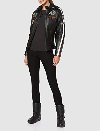 Urban GoCo 58 Leren Bikerjack - Chaqueta Moto Mujer de Cuero Urban Leather '58 LADIES', Chaqueta Cuero Mujer, Cazadora Moto de Piel de Cordero, Armadura Removible para Espalda, Hombros y Codos Aprobada por la CE |Negro, M