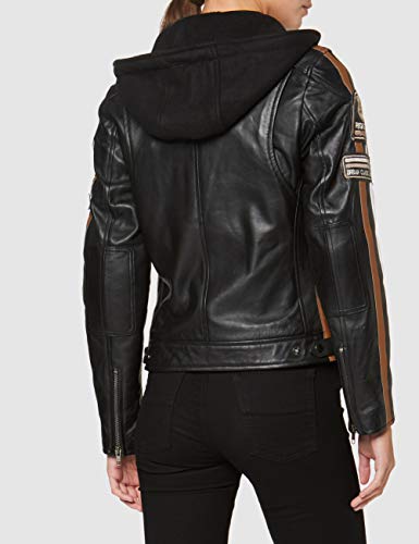 Urban GoCo 58 Leren Bikerjack - Chaqueta Moto Mujer de Cuero Urban Leather '58 LADIES', Chaqueta Cuero Mujer, Cazadora Moto de Piel de Cordero, Armadura Removible para Espalda, Hombros y Codos Aprobada por la CE |Negro, M