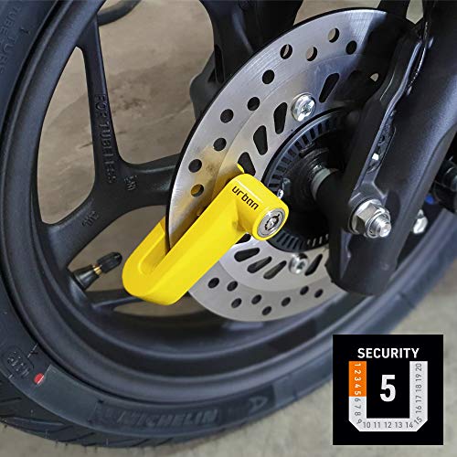 urban Security 922A Candado Antirrobo Disco Universal Moto Scooter Bici, amarillo, 10 mm