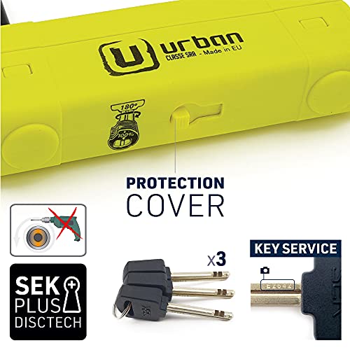 URBAN UR120220 Candado Antirrobo U Alta Seguridad homologado Sra, Doble Cierre ø18, 120x220, Made in EU, Gris/Negro, 120x220 mm