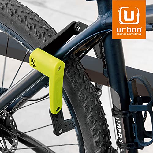 urban UR469Y Candado Plegable para Bicicleta + Accesorio Soporte, Compacto Antirrobo Resistente Anti Corte y Práctico Ø6 70cm Extendido 12,5x6x3cm Plegado, Bici Patinete