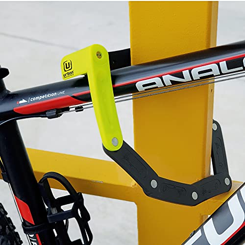 urban UR469Y Candado Plegable para Bicicleta + Accesorio Soporte, Compacto Antirrobo Resistente Anti Corte y Práctico Ø6 70cm Extendido 12,5x6x3cm Plegado, Bici Patinete