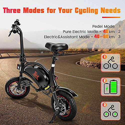 urbetter Bicicleta Electrica Plegables ebike 40-60 km de autonomía 250W Bicicletas Plegable 25 km/h, Bici Electricas Adulto con Ruedas de 12", Batería 36V 10Ah, con Pedales, Asiento Ajustable, B1 Pro