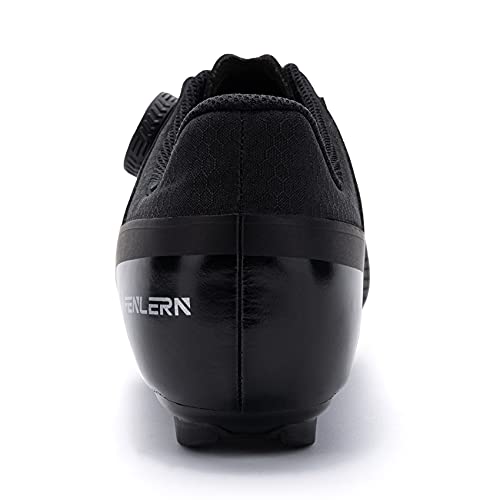 URDAR Zapatillas Ciclismo MTB Hombre Zapatillas Ciclismo Carretera Fibra de Carbono Compatibles Zapatillas de Ciclismo de Montaña Transpirable Al Aire Libre Sistema Rotativo de Precisión(Negro,44 EU)