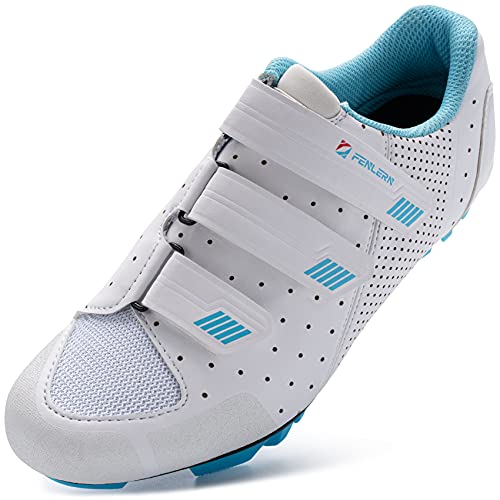 URDAR Zapatillas de Ciclismo Mujer Montaña Zapatillas de Bicicleta Transpirables Cómodos Zapatillas de Ciclismo MTB(Blanco,36 EU)