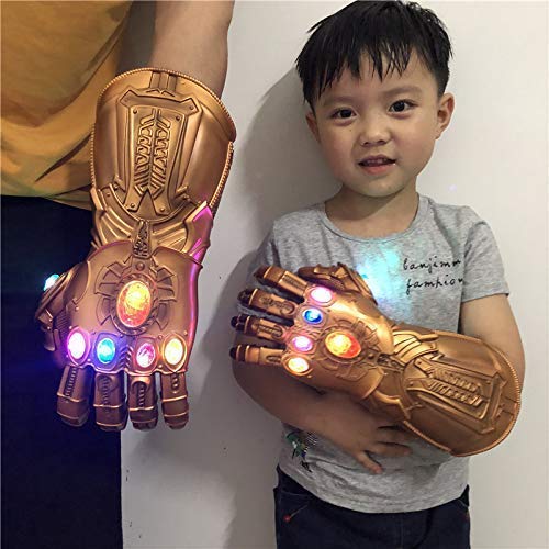 UrMsun Iron Man Infinity Gauntlet para niños con 2 Pilas Recambio, Iron Man Glove LED con Piedras para niños 0-12